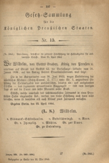 Gesetz-Sammlung für die Königlichen Preußischen Staaten. 1864, Nr. 15 (14 Mai)