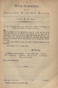 Gesetz-Sammlung für die Königlichen Preußischen Staaten. 1865, Nr. 5 (14 Februar)