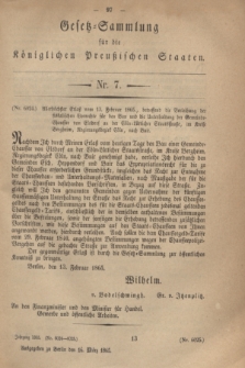 Gesetz-Sammlung für die Königlichen Preußischen Staaten. 1865, Nr. 7 (16 März)