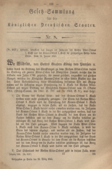 Gesetz-Sammlung für die Königlichen Preußischen Staaten. 1865, Nr. 8 (22 März)