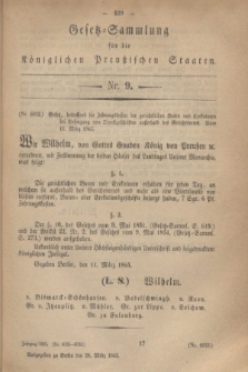 Gesetz-Sammlung für die Königlichen Preußischen Staaten. 1865, Nr. 9 (28 März)