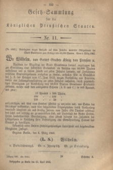 Gesetz-Sammlung für die Königlichen Preußischen Staaten. 1865, Nr. 11 (13 April)