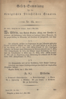 Gesetz-Sammlung für die Königlichen Preußischen Staaten. 1865, Nr. 15 (5 Mai)