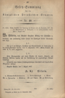 Gesetz-Sammlung für die Königlichen Preußischen Staaten. 1865, Nr. 40 (13 September)