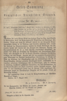 Gesetz-Sammlung für die Königlichen Preußischen Staaten. 1865, Nr. 41 (26 September)