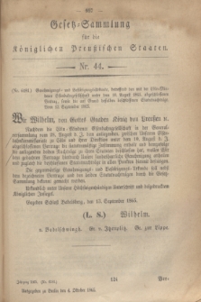 Gesetz-Sammlung für die Königlichen Preußischen Staaten. 1865, Nr. 44 (4 Oktober)