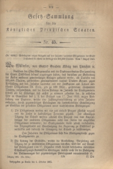 Gesetz-Sammlung für die Königlichen Preußischen Staaten. 1865, Nr. 45 (6 Oktober)