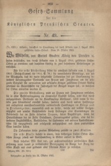 Gesetz-Sammlung für die Königlichen Preußischen Staaten. 1865, Nr. 49 (31 Oktober)