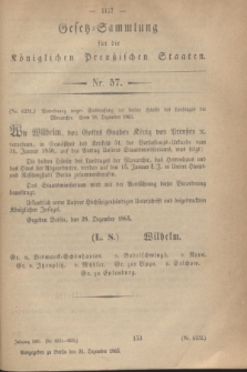 Gesetz-Sammlung für die Königlichen Preußischen Staaten. 1865, Nr. 57 (31 Dezember)