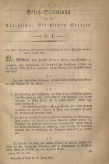 Gesetz-Sammlung für die Königlichen Preußischen Staaten. 1866, Nr. 1 (23 Januar)