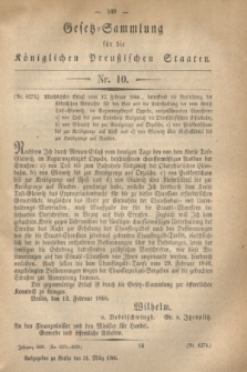 Gesetz-Sammlung für die Königlichen Preußischen Staaten. 1866, Nr. 10 (31 März)