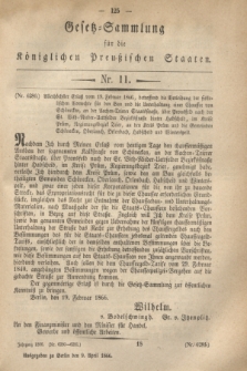Gesetz-Sammlung für die Königlichen Preußischen Staaten. 1866, Nr. 11 (9 April)