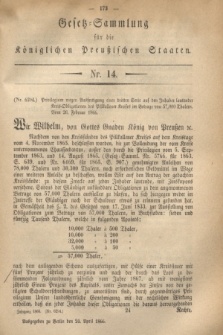 Gesetz-Sammlung für die Königlichen Preußischen Staaten. 1866, Nr. 14 (24 April)