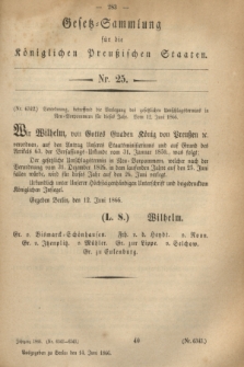 Gesetz-Sammlung für die Königlichen Preußischen Staaten. 1866, Nr. 25 (14 Juni)
