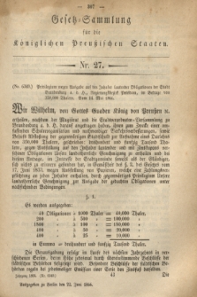 Gesetz-Sammlung für die Königlichen Preußischen Staaten. 1866, Nr. 27 (22 Juni)