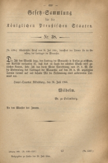 Gesetz-Sammlung für die Königlichen Preußischen Staaten. 1866, Nr. 38 (29 Juli)