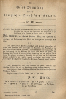 Gesetz-Sammlung für die Königlichen Preußischen Staaten. 1866, Nr. 40 (8 August)