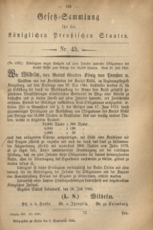 Gesetz-Sammlung für die Königlichen Preußischen Staaten. 1866, Nr. 45 (8 September)