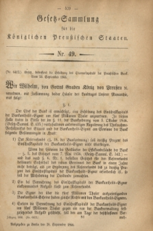 Gesetz-Sammlung für die Königlichen Preußischen Staaten. 1866, Nr. 49 (28 September)