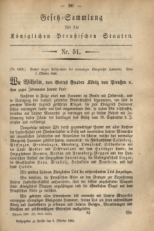 Gesetz-Sammlung für die Königlichen Preußischen Staaten. 1866, Nr. 51 (8 Oktober)