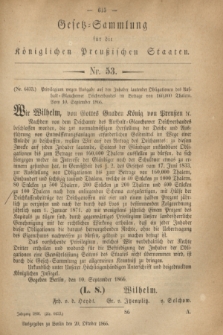 Gesetz-Sammlung für die Königlichen Preußischen Staaten. 1866, Nr. 53 (20 Oktober)