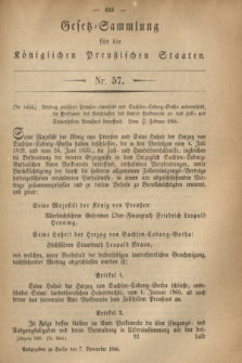 Gesetz-Sammlung für die Königlichen Preußischen Staaten. 1866, Nr. 57 (7 November)