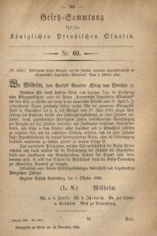 Gesetz-Sammlung für die Königlichen Preußischen Staaten. 1866, Nr. 60 (24 November)