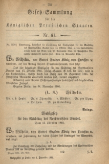 Gesetz-Sammlung für die Königlichen Preußischen Staaten. 1866, Nr. 61 (1 Dezember)