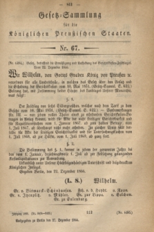 Gesetz-Sammlung für die Königlichen Preußischen Staaten. 1866, Nr. 67 (27 Dezember) + dod.