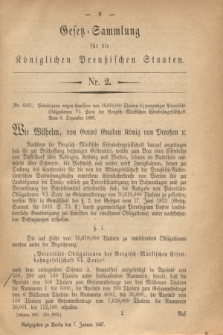 Gesetz-Sammlung für die Königlichen Preußischen Staaten. 1867, Nr 2 (7 Januar)