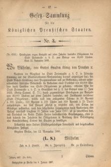 Gesetz-Sammlung für die Königlichen Preußischen Staaten. 1867, Nr 3 (9 Januar)