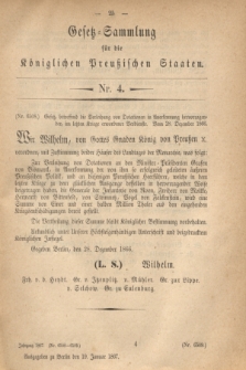 Gesetz-Sammlung für die Königlichen Preußischen Staaten. 1867, Nr 4 (19 Januar)