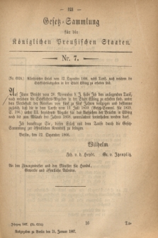 Gesetz-Sammlung für die Königlichen Preußischen Staaten. 1867, Nr 7 (25 Januar)