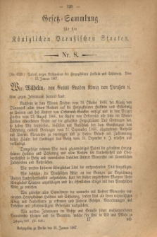 Gesetz-Sammlung für die Königlichen Preußischen Staaten. 1867, Nr 8 (28 Januar)