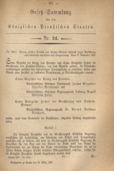 Gesetz-Sammlung für die Königlichen Preußischen Staaten. 1867, Nr 24 (26 März)