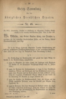 Gesetz-Sammlung für die Königlichen Preußischen Staaten. 1867, Nr. 48 (6 Juni)