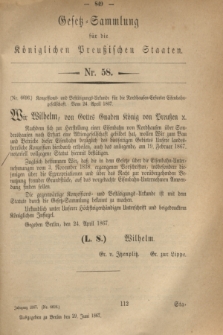 Gesetz-Sammlung für die Königlichen Preußischen Staaten. 1867, Nr. 58 (29 Juni)