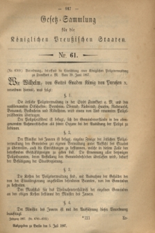 Gesetz-Sammlung für die Königlichen Preußischen Staaten. 1867, Nr. 61 (5 Juli) + wkładka