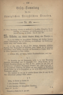 Gesetz-Sammlung für die Königlichen Preußischen Staaten. 1867, Nr. 65 (20 Juli)