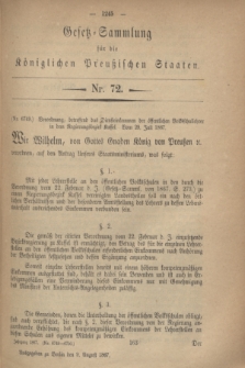 Gesetz-Sammlung für die Königlichen Preußischen Staaten. 1867, Nr. 72 (9 August)