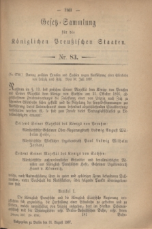 Gesetz-Sammlung für die Königlichen Preußischen Staaten. 1867, Nr. 83 (31 August)