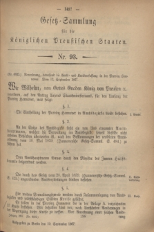 Gesetz-Sammlung für die Königlichen Preußischen Staaten. 1867, Nr. 93 (19 September)