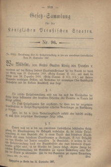 Gesetz-Sammlung für die Königlichen Preußischen Staaten. 1867, Nr. 96 (22 September)