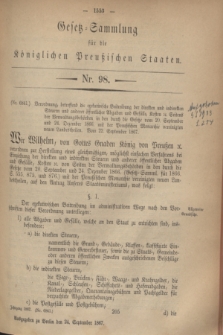 Gesetz-Sammlung für die Königlichen Preußischen Staaten. 1867, Nr. 98 (24 September)