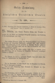 Gesetz-Sammlung für die Königlichen Preußischen Staaten. 1867, Nr. 108 (30 September)