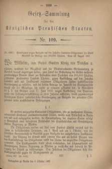 Gesetz-Sammlung für die Königlichen Preußischen Staaten. 1867, Nr. 109 (8 Oktober)