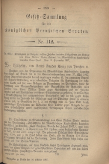 Gesetz-Sammlung für die Königlichen Preußischen Staaten. 1867, Nr. 112 (16 October)