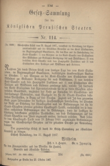 Gesetz-Sammlung für die Königlichen Preußischen Staaten. 1867, Nr. 114 (25 October)
