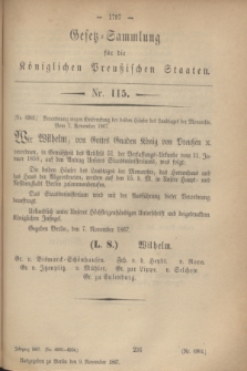 Gesetz-Sammlung für die Königlichen Preußischen Staaten. 1867, Nr. 115 (9 November)