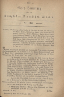 Gesetz-Sammlung für die Königlichen Preußischen Staaten. 1867, Nr. 116 (15 November)